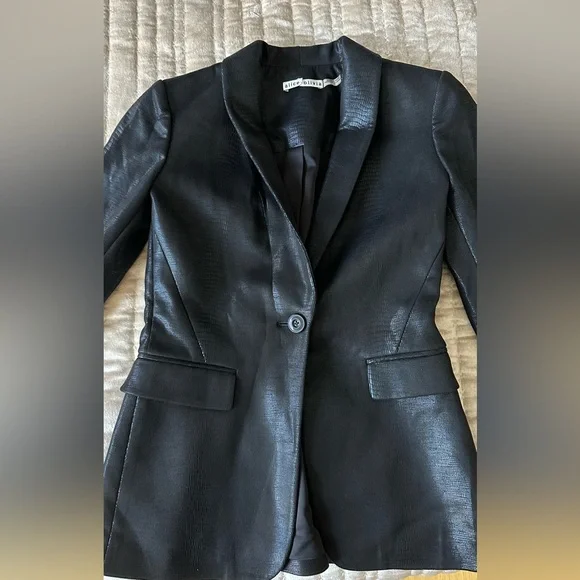 Alice and Olivia Macey Vegan Leather Blazer